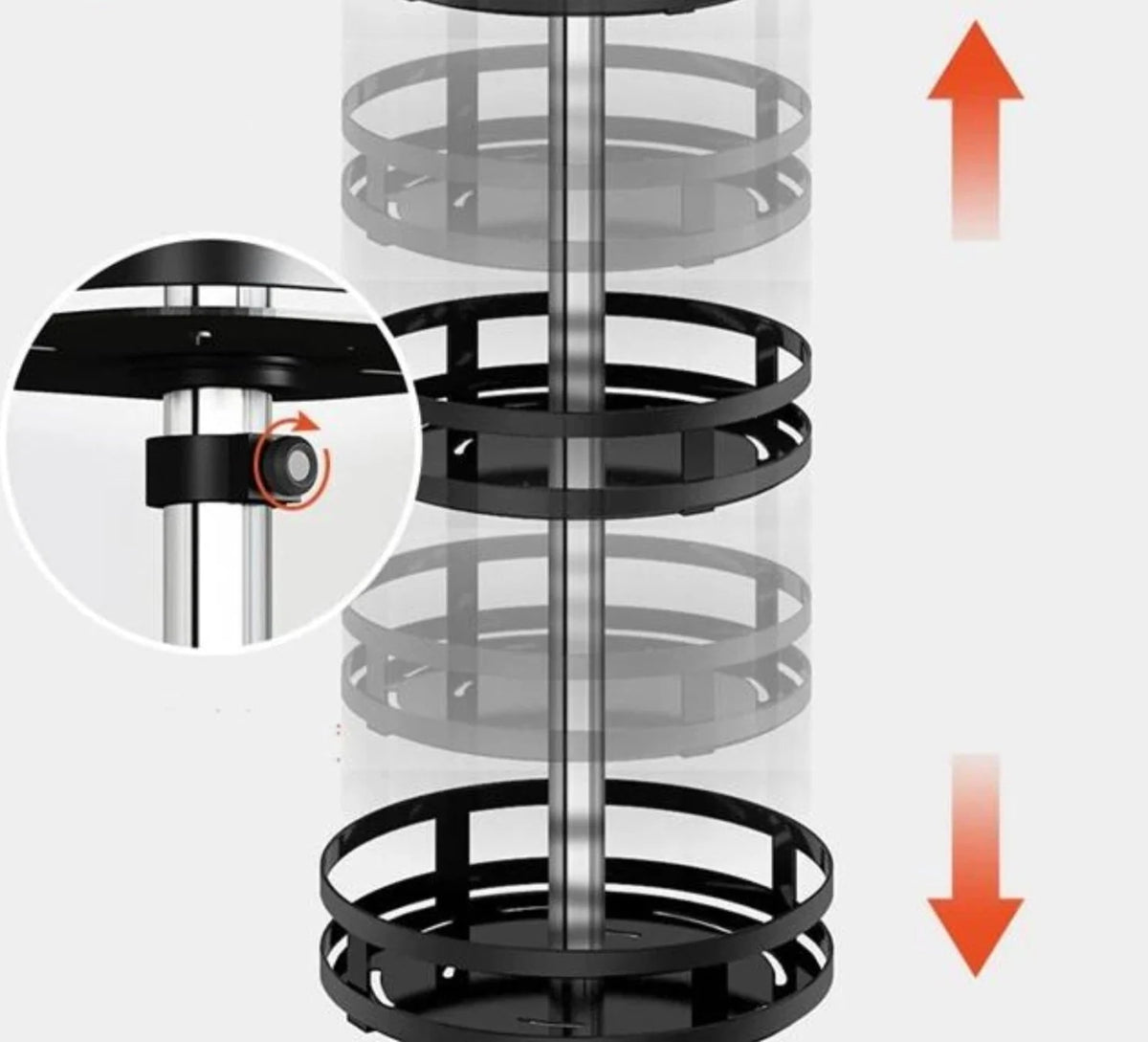 Rotating Storage Rack Stainless Steel 360° Swivel Adjustable Height