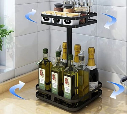 Rotating Storage Rack Stainless Steel 360° Swivel Adjustable Height