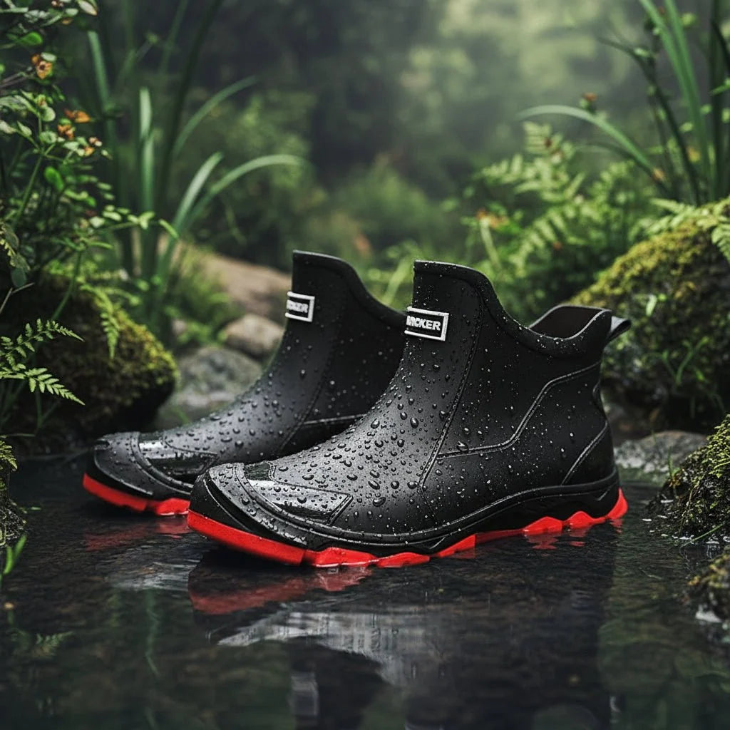 Rubber Boots Waterproof PVC Non-Slip Tread Ankle-High