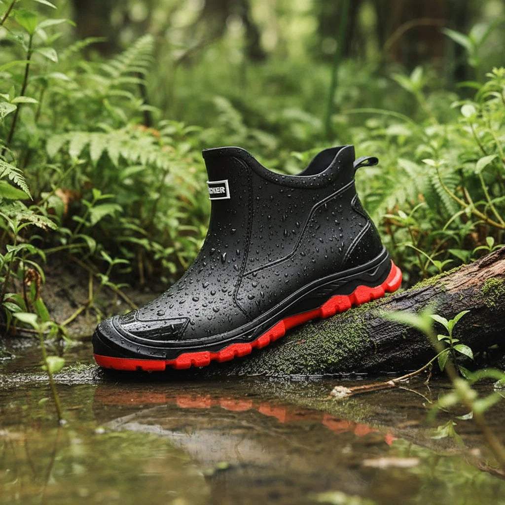 Rubber Boots Waterproof PVC Non-Slip Tread Ankle-High
