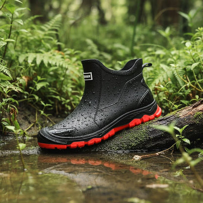 Rubber Boots Waterproof PVC Non-Slip Tread Ankle-High