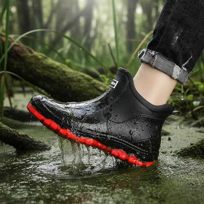 Rubber Boots Waterproof PVC Non-Slip Tread Ankle-High