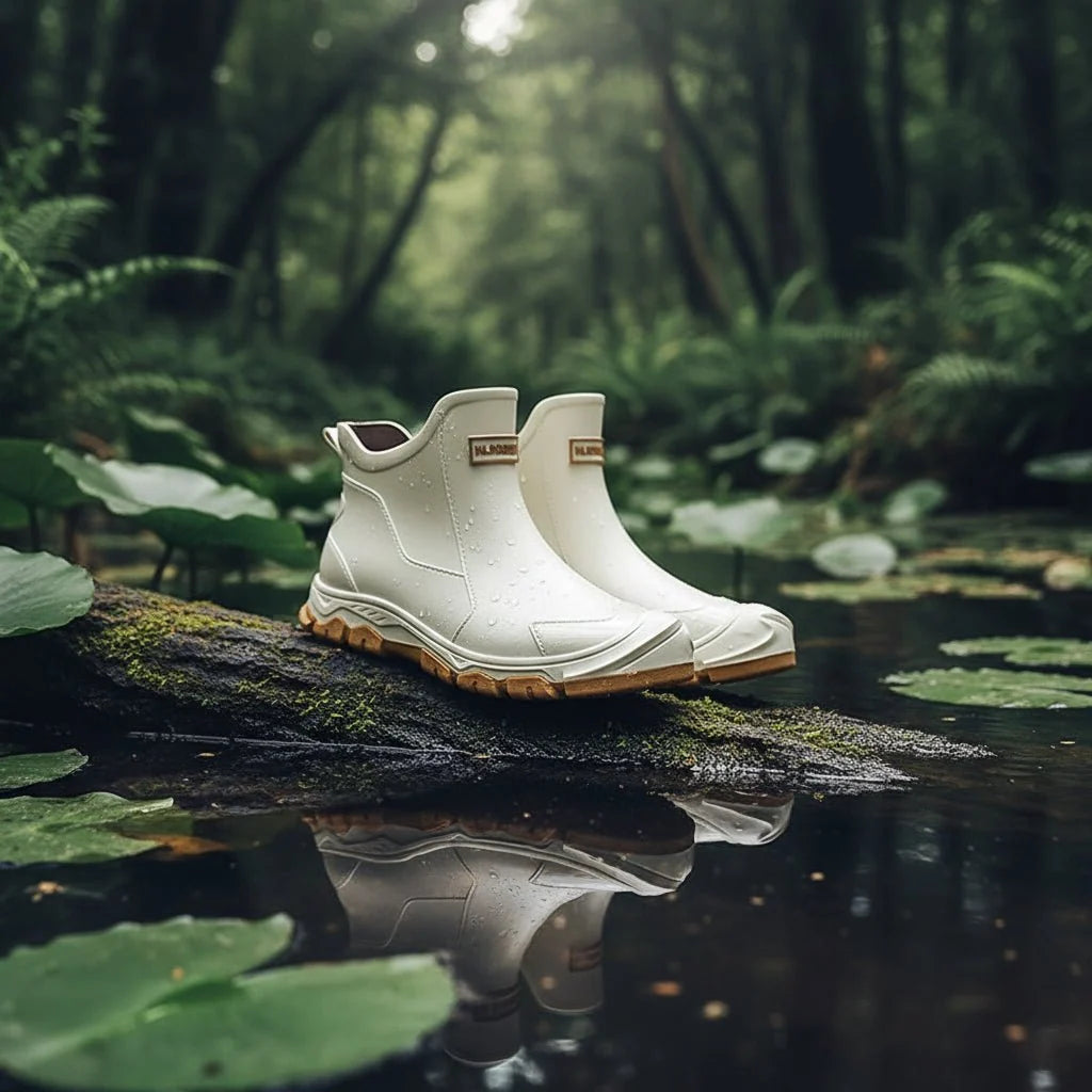 Rubber Boots Waterproof PVC Non-Slip Tread Ankle-High