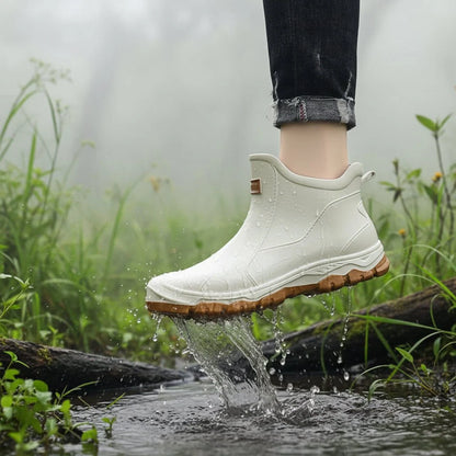 Rubber Boots Waterproof PVC Non-Slip Tread Ankle-High