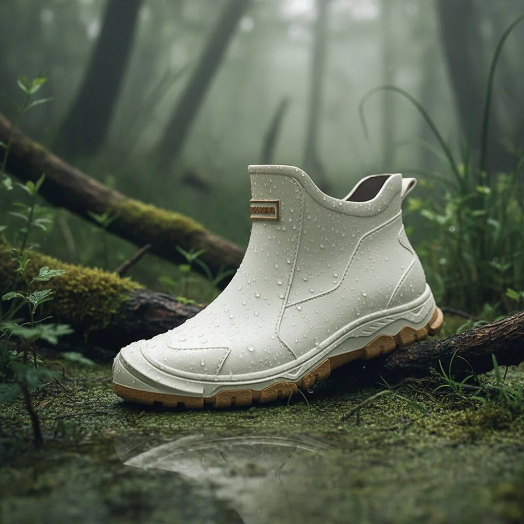 Rubber Boots Waterproof PVC Non-Slip Tread Ankle-High
