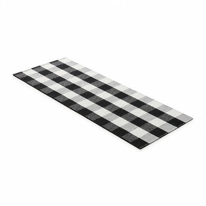 Runner Rug Checkered Flat Woven Cotton Blend