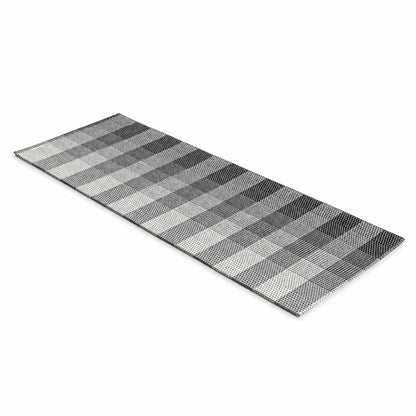 Runner Rug Checkered Flat Woven Cotton Blend