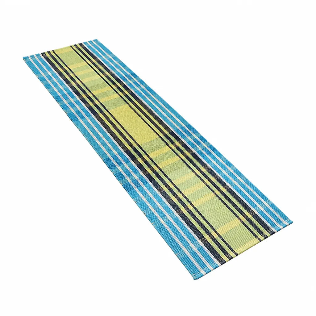 Runner Rug Checkered Flat Woven Cotton Blend