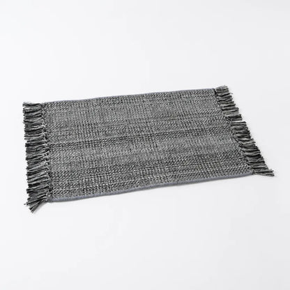 Runner Rug Cotton Geometric Fringed