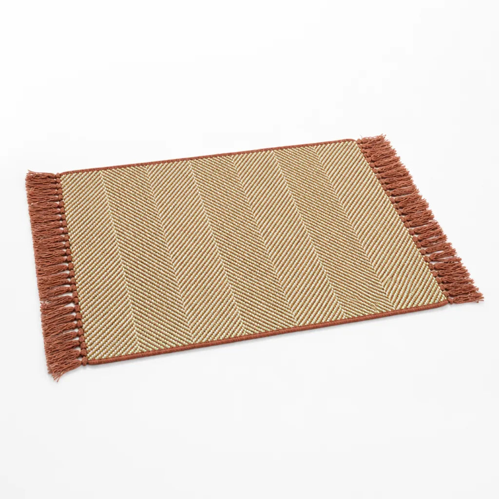 Runner Rug Cotton Geometric Fringed