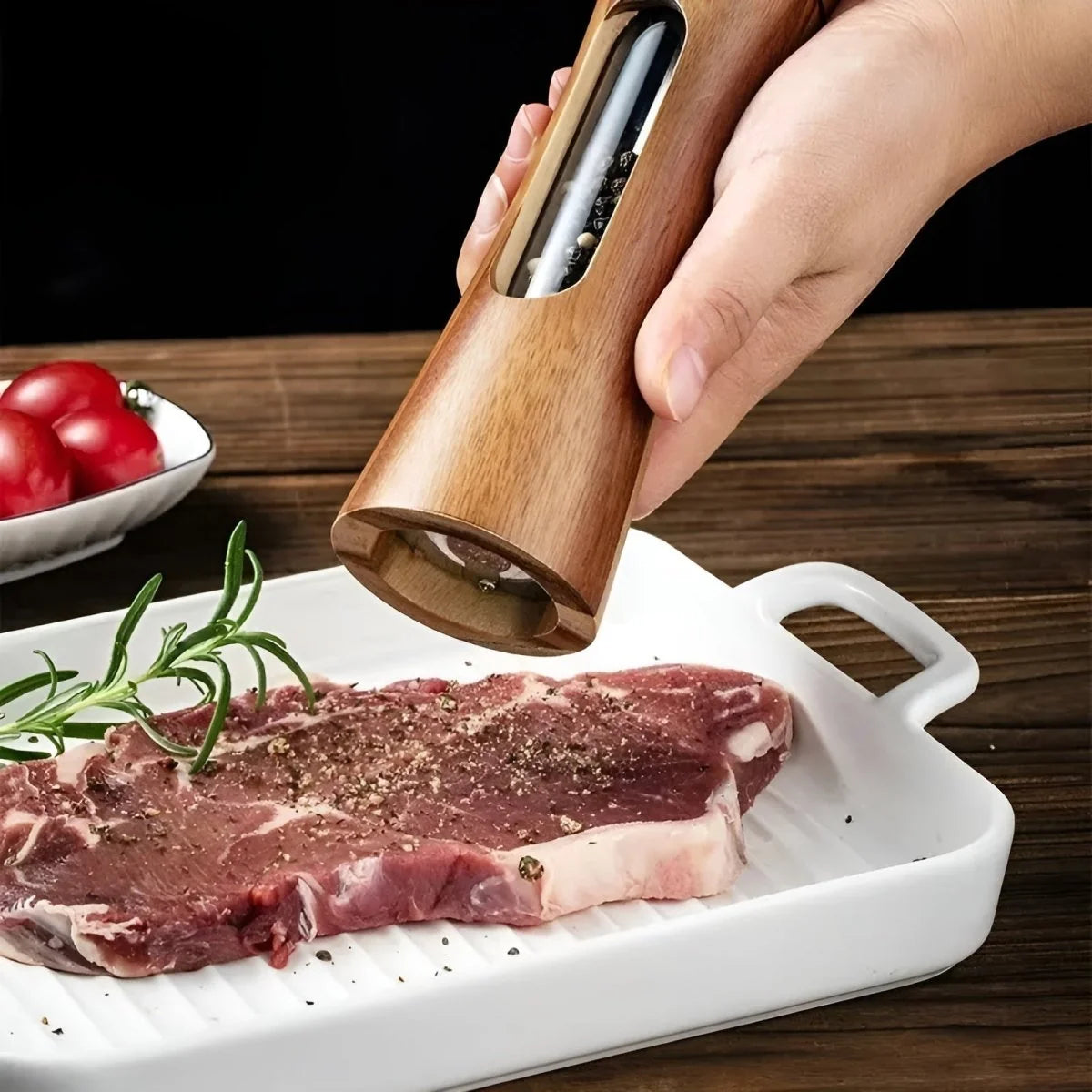 Salt and Pepper Mills Natural Wood Adjustable Grind Settings