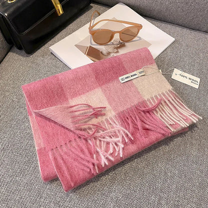Scarf 100% Wool Windproof Chessboard Pattern