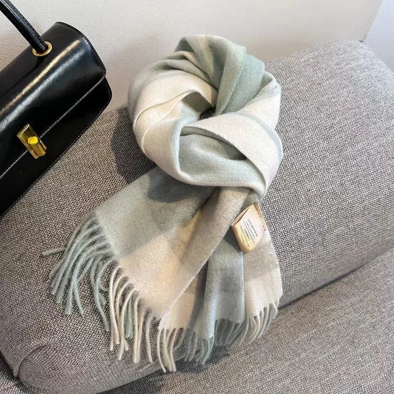 Scarf 100% Wool Windproof Chessboard Pattern