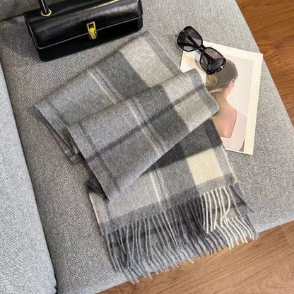 Scarf 100% Wool Windproof Chessboard Pattern