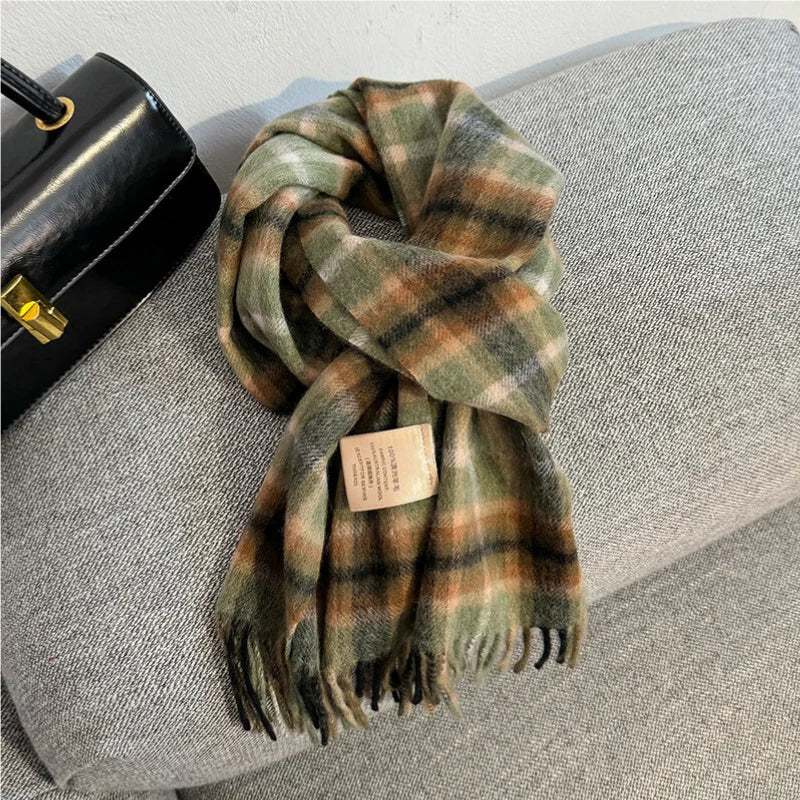 Scarf 100% Wool Windproof Chessboard Pattern