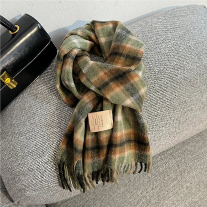 Scarf 100% Wool Windproof Chessboard Pattern