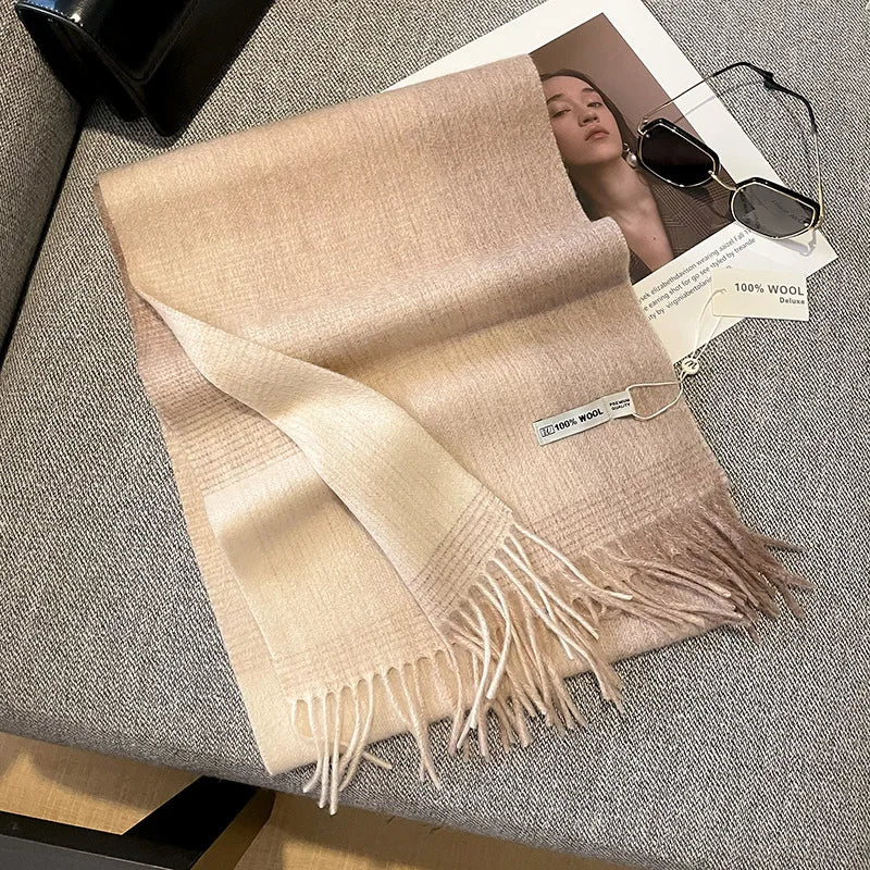 Scarf 100% Wool Windproof Chessboard Pattern