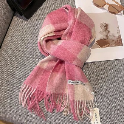 Scarf 100% Wool Windproof Chessboard Pattern