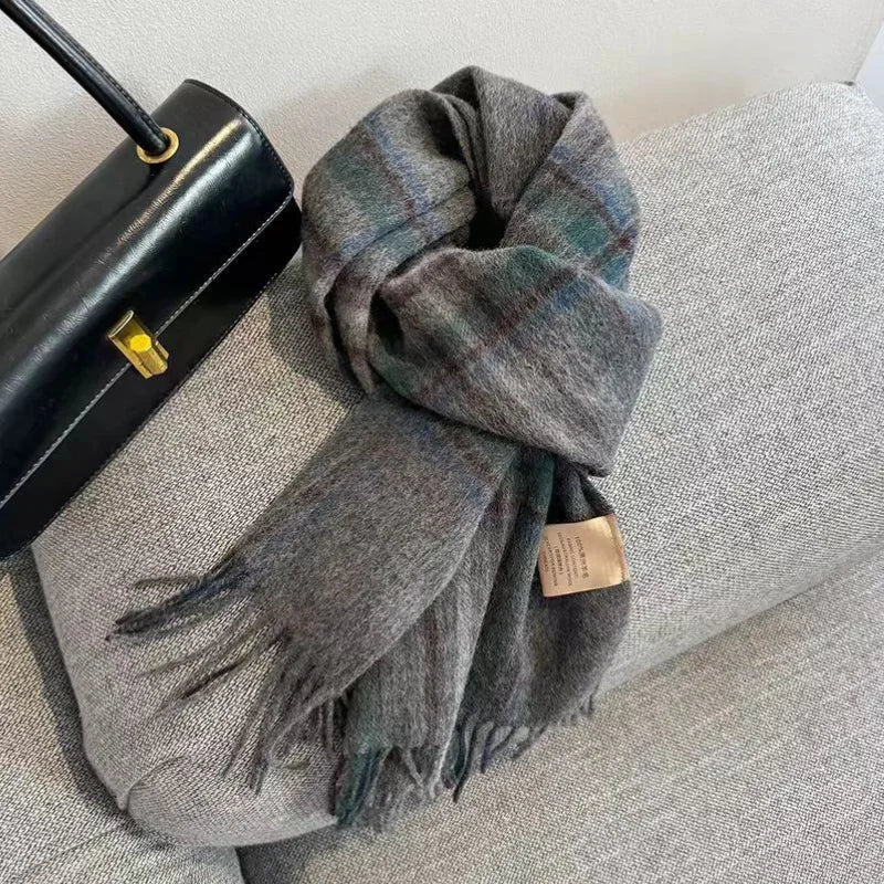 Scarf 100% Wool Windproof Chessboard Pattern