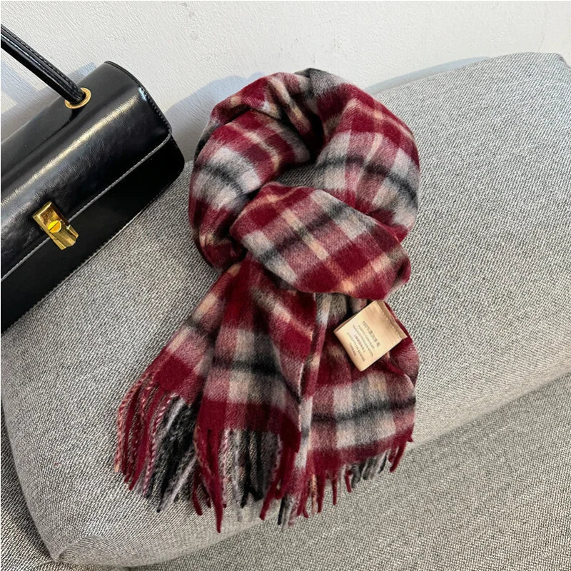 Scarf 100% Wool Windproof Chessboard Pattern