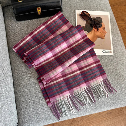 Scarf 100% Wool Windproof Chessboard Pattern