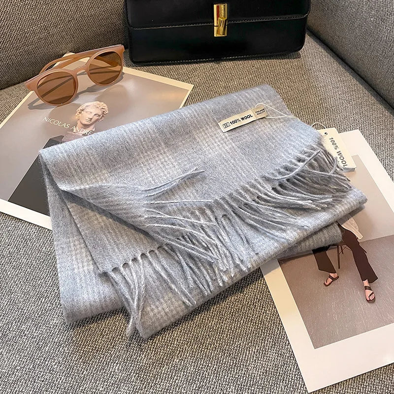 Scarf 100% Wool Windproof Chessboard Pattern