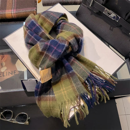 Scarf 100% Wool Windproof Chessboard Pattern