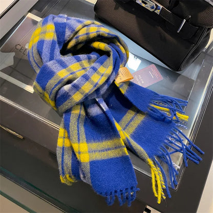 Scarf 100% Wool Windproof Chessboard Pattern