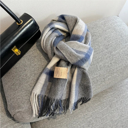 Scarf 100% Wool Windproof Chessboard Pattern
