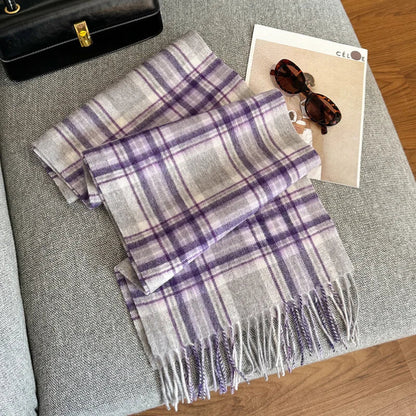 Scarf 100% Wool Windproof Chessboard Pattern