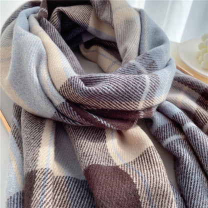 Scarf Cashmere Lightweight Checkered & Fringed
