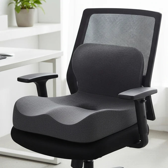 Seat Cushion Ergonomic L-Shaped Memory Foam Washable Cover