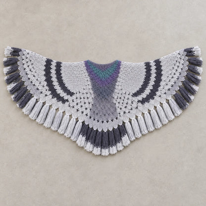 Shawl Wing-Shaped Feather Knit With Tassel Trim