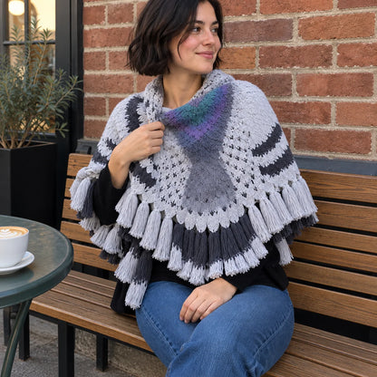 Shawl Wing-Shaped Feather Knit With Tassel Trim