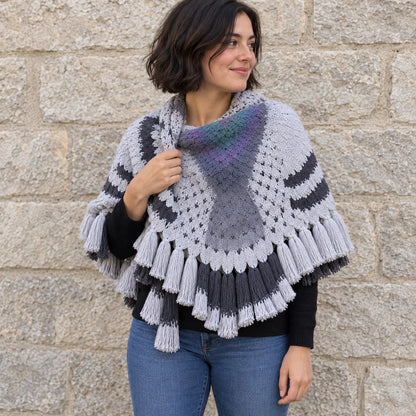 Shawl Wing-Shaped Feather Knit With Tassel Trim