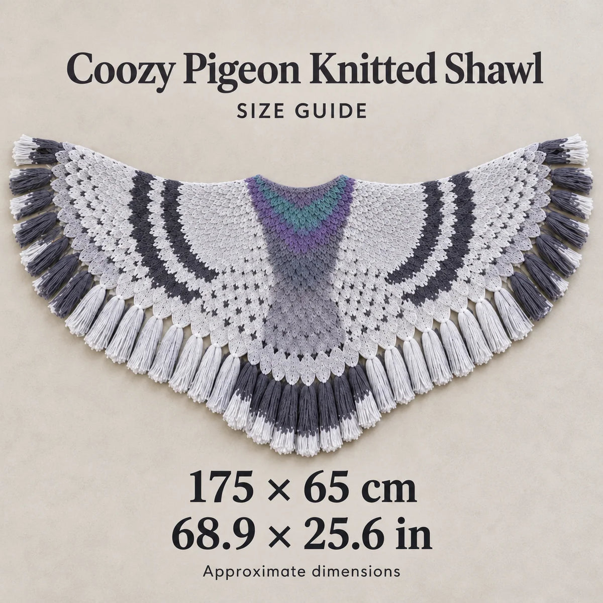Shawl Wing-Shaped Feather Knit With Tassel Trim