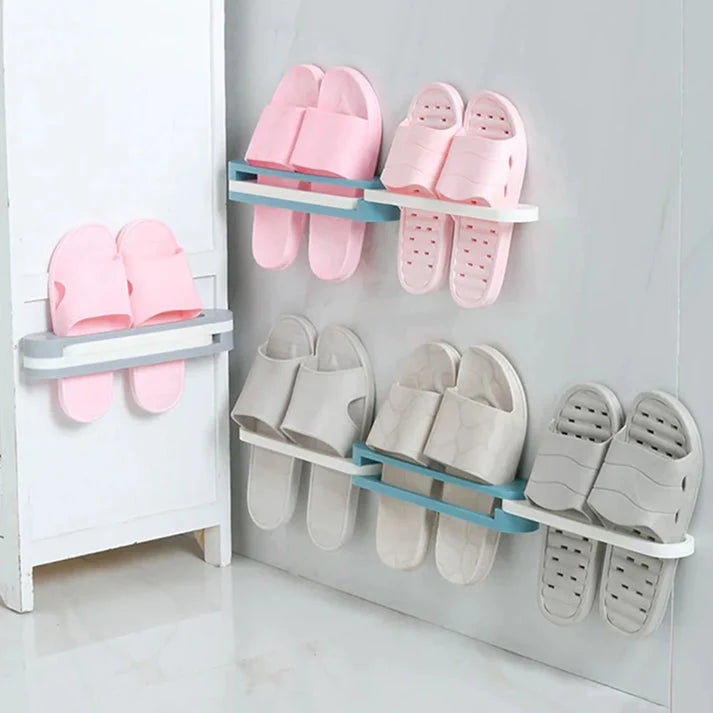 Shoe Organizer Wall-Mounted Foldable Self-Adhesive 2-Pack