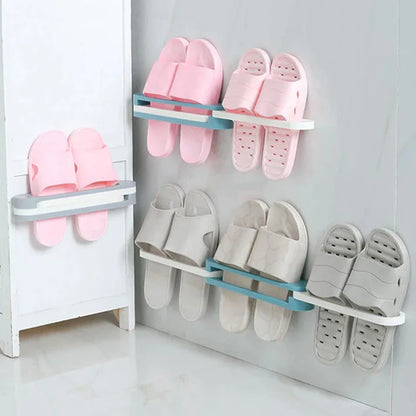 Shoe Organizer Wall-Mounted Foldable Self-Adhesive 2-Pack