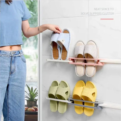 Shoe Organizer Wall-Mounted Foldable Self-Adhesive 2-Pack