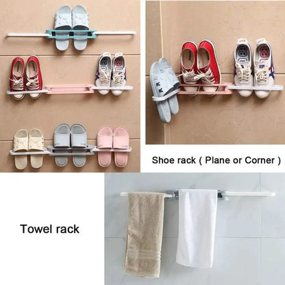 Shoe Organizer Wall-Mounted Foldable Self-Adhesive 2-Pack