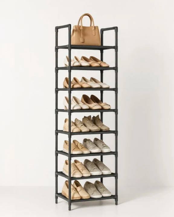 Shoe Rack Slim Vertical 10-Tier Metal Frame