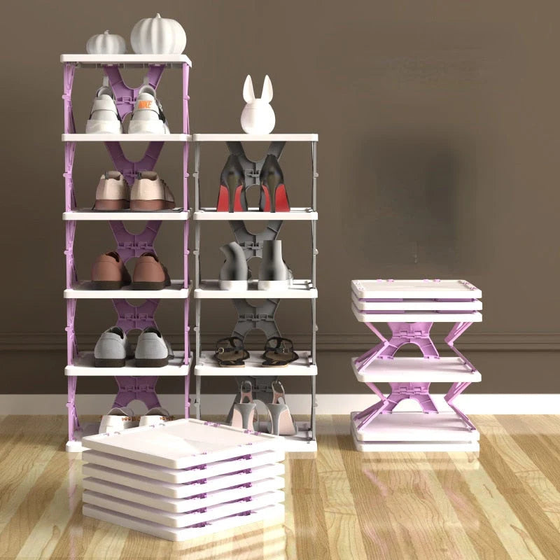 Shoe Storage Organizer Foldable & Stackable Space-Saving