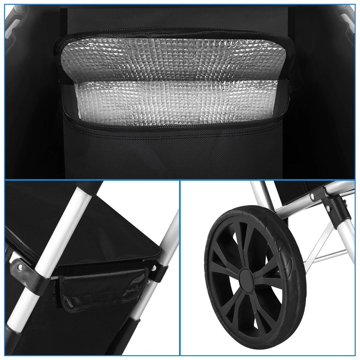 Shopping Trolley Foldable Removable Bag Cooling Compartment