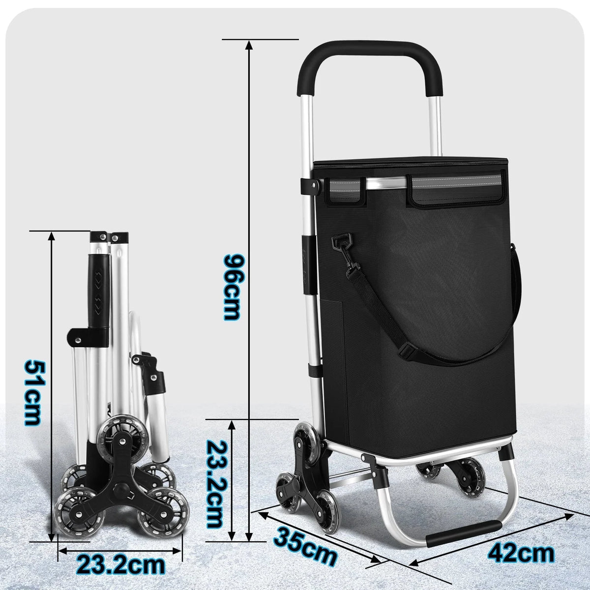 Shopping Trolley Foldable Removable Bag Cooling Compartment