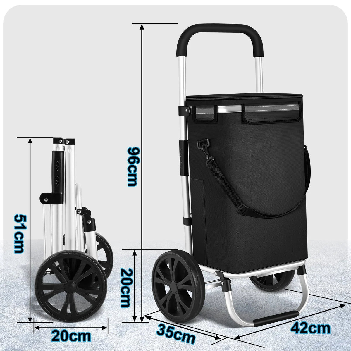 Shopping Trolley Foldable Removable Bag Cooling Compartment