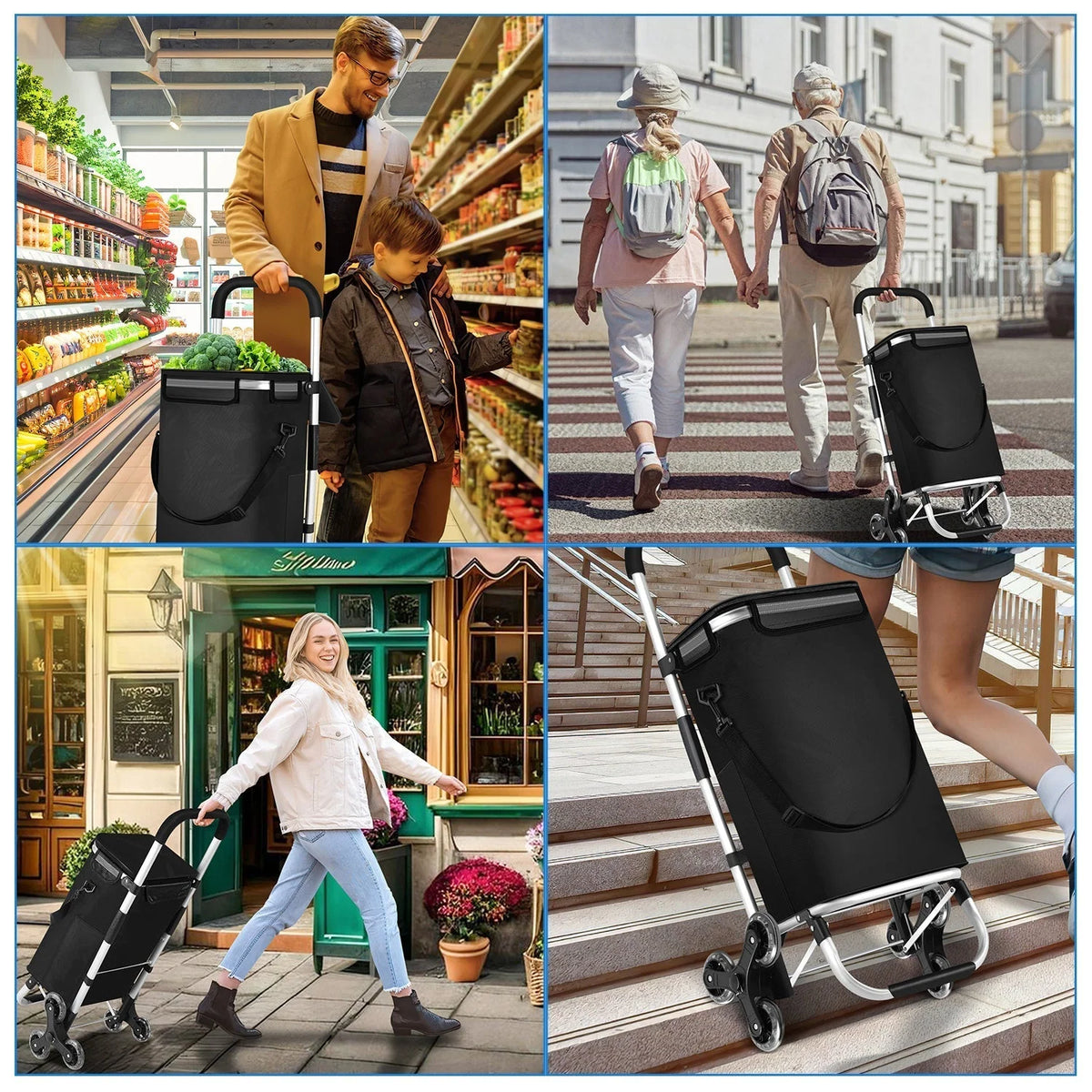 Shopping Trolley Foldable Removable Bag Cooling Compartment