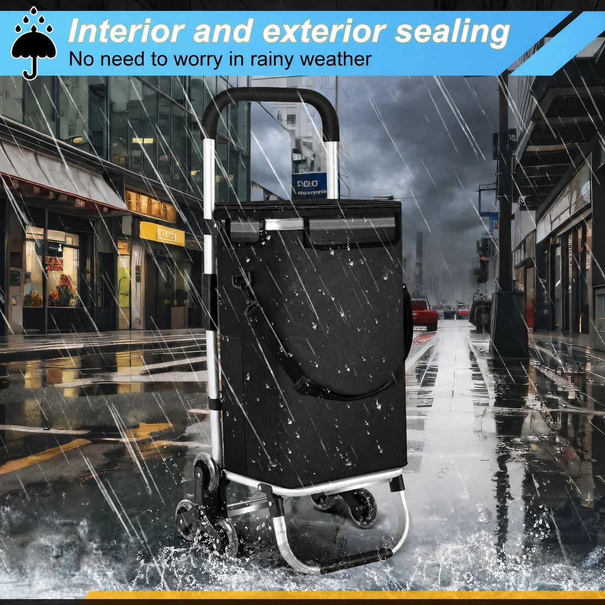 Shopping Trolley Foldable Removable Bag Cooling Compartment
