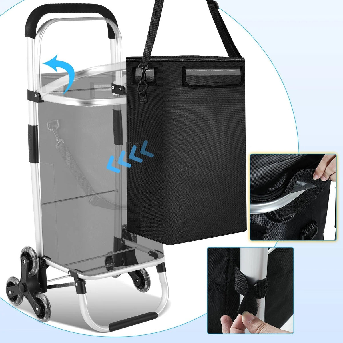 Shopping Trolley Foldable Removable Bag Cooling Compartment