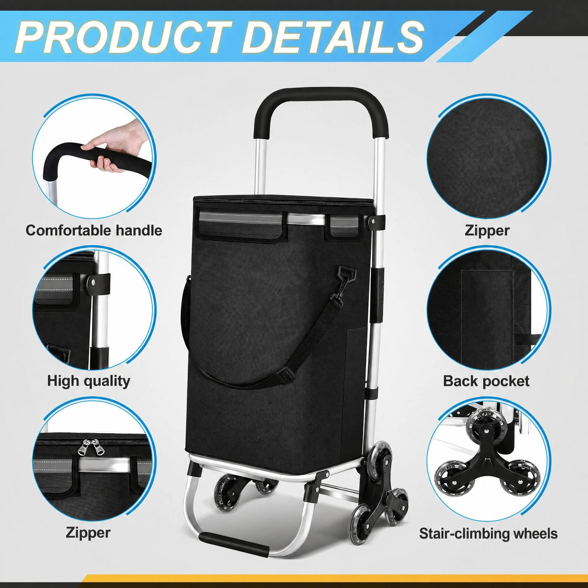 Shopping Trolley Foldable Removable Bag Cooling Compartment
