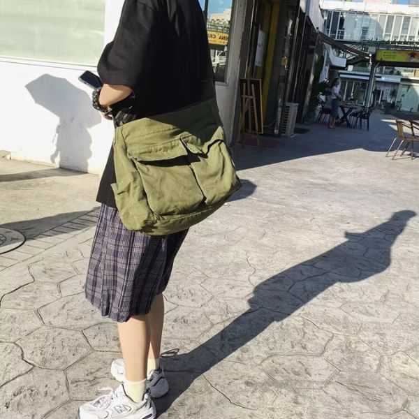 Shoulder Bag Canvas Spacious Interior Zippered Flap